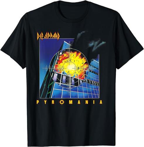 Def Leppard - Pyromania Black Cotton T-Shirt, Classic Fit, Crew Neck, Short Sleeve, Adult : Amazon Product Link | CFF Radio